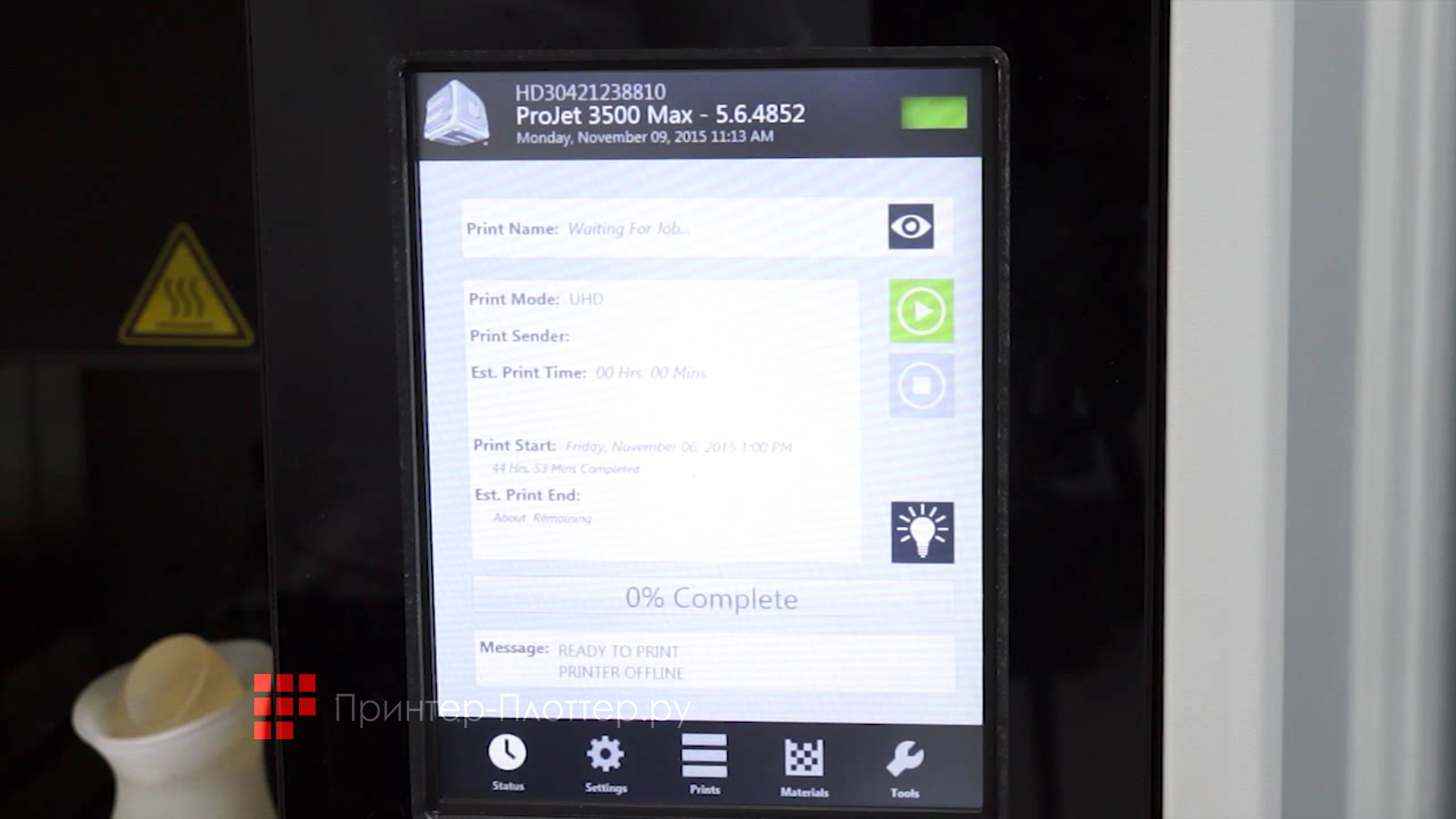 3D Systems ProJet 3500 HDMax. Настройки