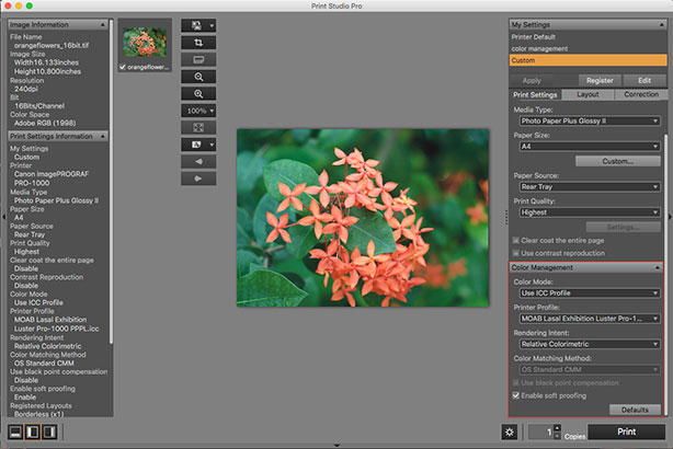 Canon imagePROGRAF PRO-1000. ПО Print Studio Pro