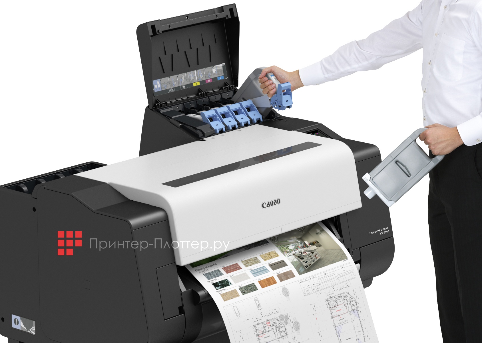 Canon imagePROGRAF TX-2100. Замена емкостей для чернил