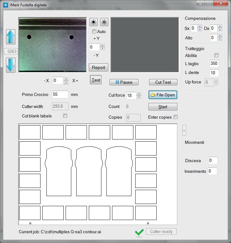 Graphtec CE7000-40 + Graphtec F-Mark2. Установка параметров резки