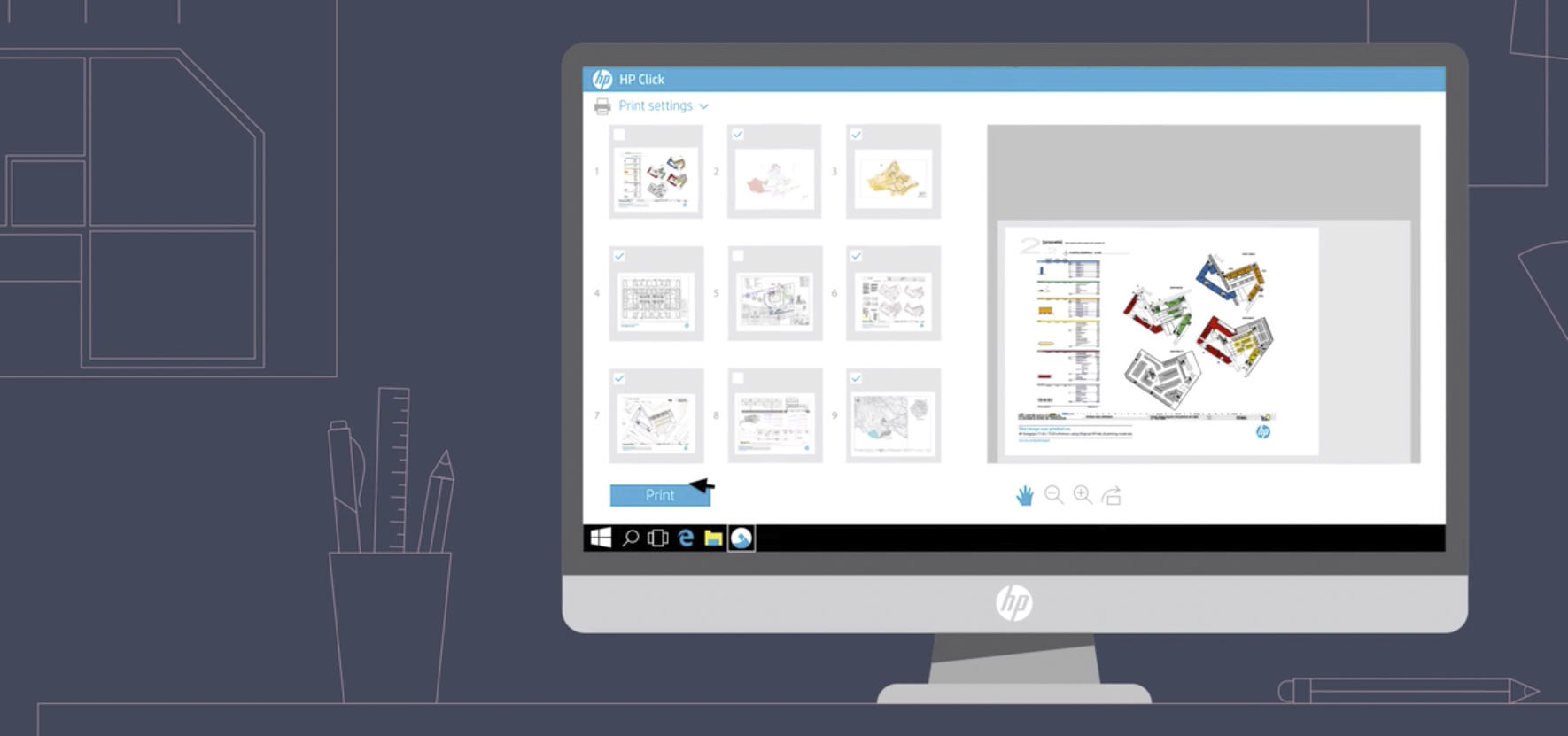 HP DesignJet T250. HP Click