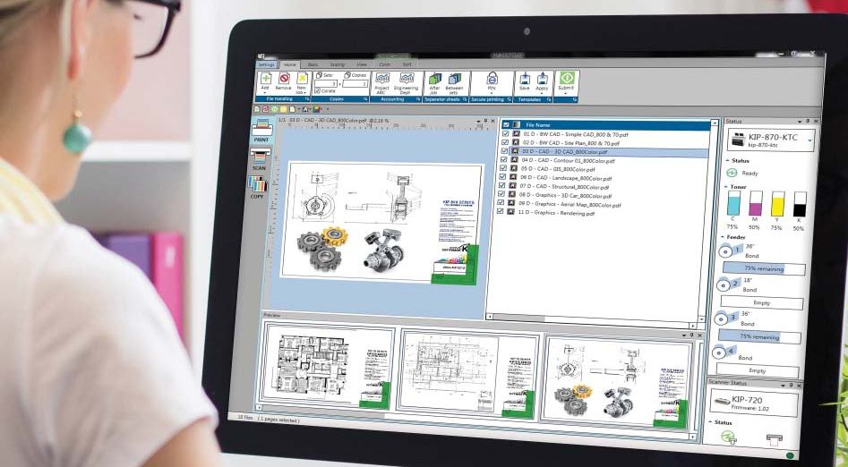 KIP 7570M. Отправка заданий на печать