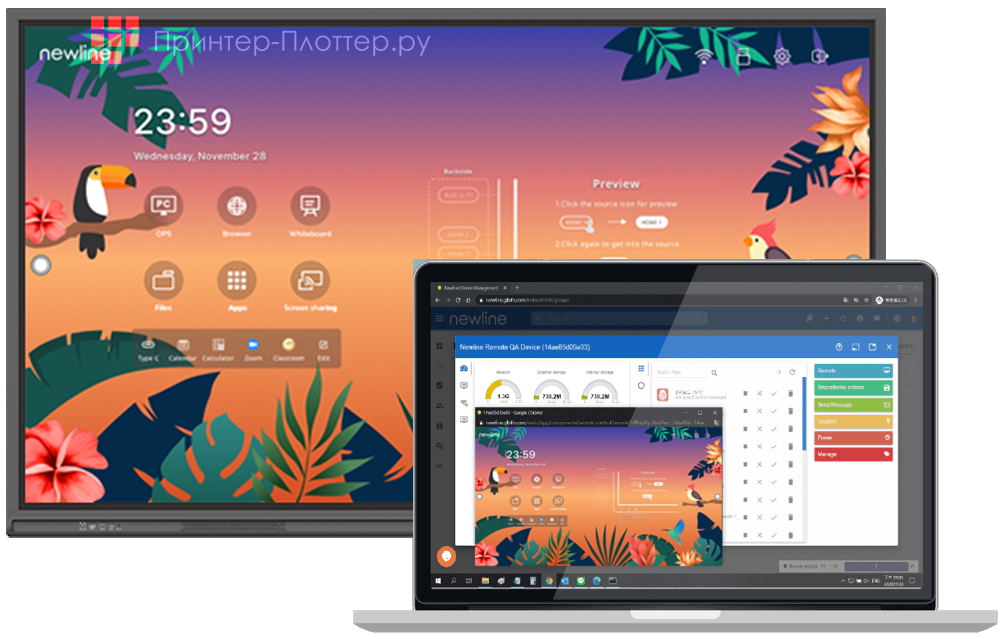 Newline TruTouch X5. Встроенный Newline Display Management