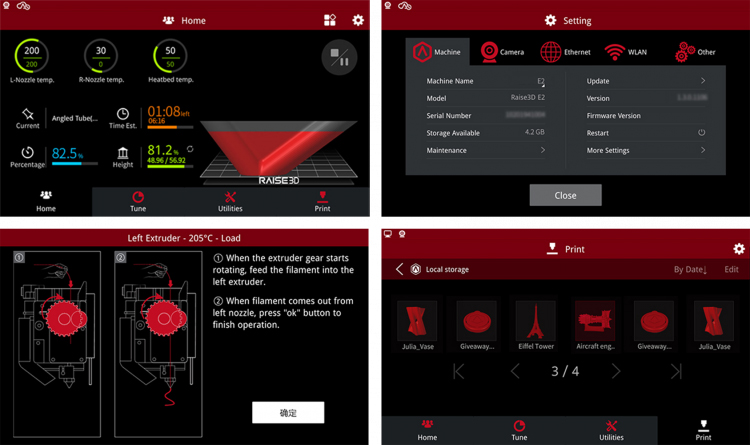 Raise3D E2. Сенсорный дисплей