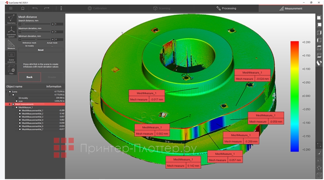 RangeVision PRO II. Встроенный контроль геометрии