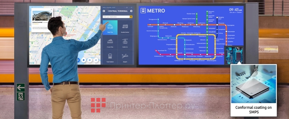 Samsung QM55B-T. Отсутствие видимых кабельных подключений