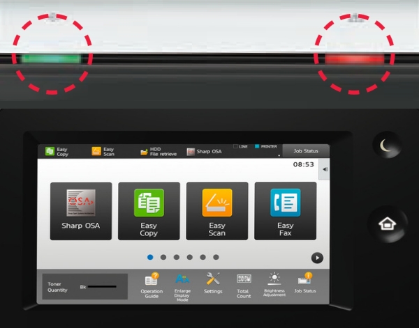 МФУ Sharp NEO 2 IT MX-C303WEU. Светодиодные индикаторы состояния МФУ