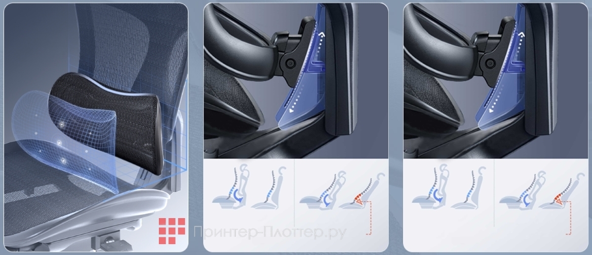Sihoo C500-PRO-B102-JT. Система поясничной поддержки Domino 3D