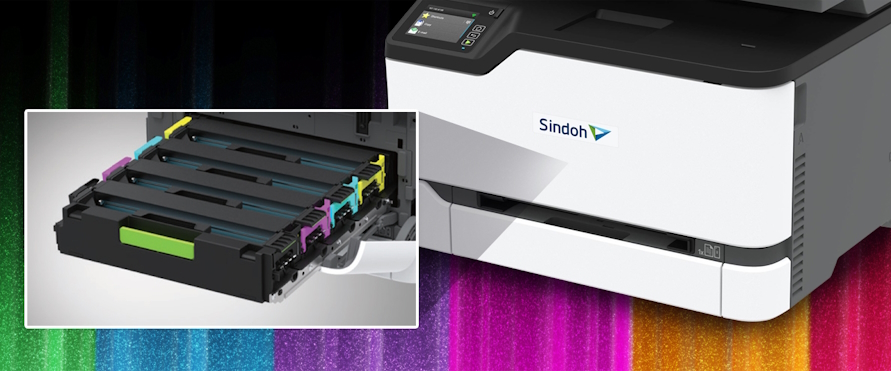 Sindoh C300. Встроенный картридж с тонером и барабаном