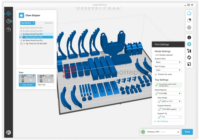 Stratasys F900. ПО GrabCAD Print