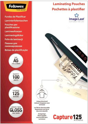Пленка для ламинирования пакетная Fellowes, 154 х 216 мм, 125 мкм, глянцевая, 100 шт.