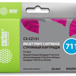 Картридж струйный Cactus CS-CZ131 №711 пурпурный (26 мл) для HP DJ T120/T520