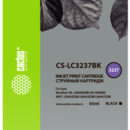 Картридж струйный Cactus CS-LC3237BK черный (65мл) для Brother HL-J6000DW/J6100DW