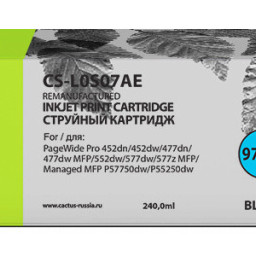 Картридж струйный Cactus 973XL CS-L0S07AE 973XL черный (240 мл) для HP PageWide Pro 452dw/Pro 477dw