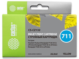 Картридж струйный Cactus CS-CZ132 №711 желтый (26 мл) для HP DJ T120/T520