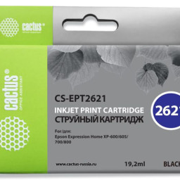Картридж струйный Cactus CS-EPT2621 черный (19.2мл) для Epson Expression Home XP-600/605/700/800