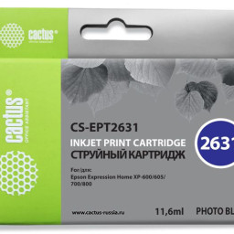 Картридж струйный Cactus CS-EPT2631 фото черный (11.6мл) для Epson Expression Home XP-600/605/700/800