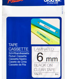 Brother прозрачная плёнка для наклеек с черным шрифтом, 6 мм x 8 м