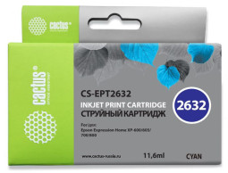 Картридж струйный Cactus CS-EPT2632 голубой (11.6мл) для Epson Expression Home XP-600/605/700/800