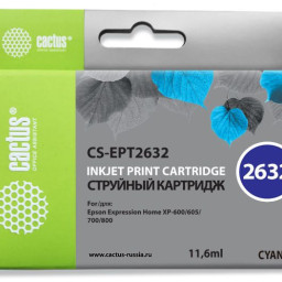 Картридж струйный Cactus CS-EPT2632 голубой (11.6мл) для Epson Expression Home XP-600/605/700/800