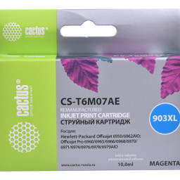 Картридж струйный Cactus №903XL CS-T6M07AE пурпурный (10 мл) для HP OJP 6950/6960/6970