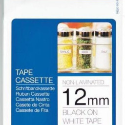 Brother белая бумажная неламинированная пленка для наклеек с черным шрифтом, 12 мм x 8 м