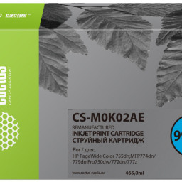Картридж струйный Cactus 991XL CS-M0K02AE черный (465 мл) для HP PageWide755dn, MFP774dn/779dn, Pro750dw/772dn