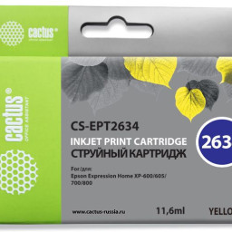 Картридж струйный Cactus CS-EPT2634 желтый (11.6мл) для Epson Expression Home XP-600/605/700/800