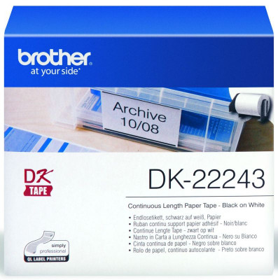 Brother белая бумажная неразрезанная клеящаяся лента, 102 мм x 30,48 м