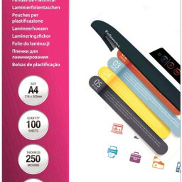 Пленка для ламинирования пакетная Fellowes, 216 х 303 мм, 250 мкм, глянцевая, 100 шт.