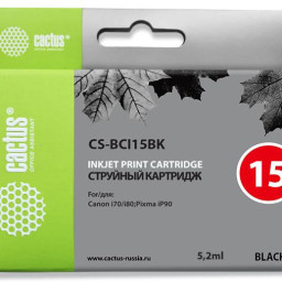 Картридж струйный Cactus CS-BCI15BK черный (5.2мл) для Canon BJ-I70