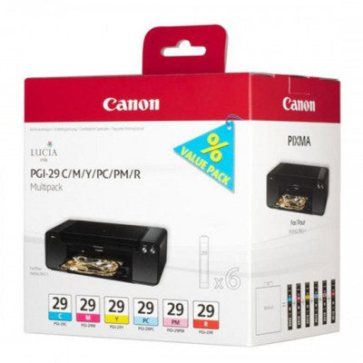 Картридж Canon PGI-29 C/M/Y/PC/PM/R Multipack набор (cyan, magenta, yellow, photo cyan, photo magenta, red), 6 шт
