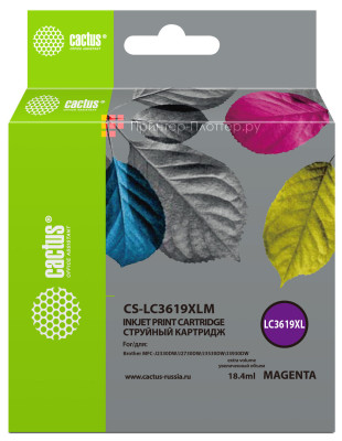 Картридж струйный Cactus CS-LC3619XLM пурпурный (19,4 мл) для Brother MFC-J2330DW/J2730DW/J3530DW/J3930DW