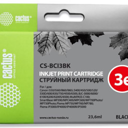 Картридж струйный Cactus CS-BCI3BK черный (23.6мл) для Canon BJC-3000/6000/6100/6200/6200S/S400/S450/i560/i560S/i860/i865/C100/MP390/MPC400/700/730/750/760/780/iP3000/i6500/iP4000/iP4000R/iP5000