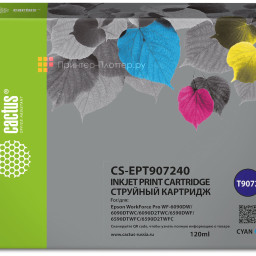 Картридж Cactus Cartridge CS-EPT907240 для Epson WorkForce Pro WF-6090DW, 6590DWF (cyan), 120 мл