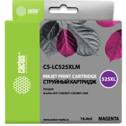 Картридж струйный Cactus CS-LC525XLM пурпурный (14.4мл) для Brother DCP-J100/J105/J200