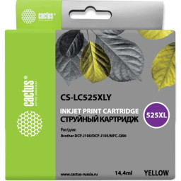Картридж струйный Cactus CS-LC525XLY желтый (14.4мл) для Brother DCP-J100/J105/J200