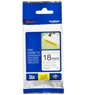Brother белая пленка для наклеек повышенной адгезии с черным шрифтом, 18 мм x 8 м