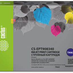 Картридж Cactus Cartridge CS-EPT908340 для Epson WorkForce Pro WF-6090DW, 6590DWF (magenta), 70 мл
