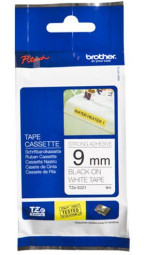 Brother белая пленка для наклеек повышенной адгезии с черным шрифтом, 9 мм x 8 м