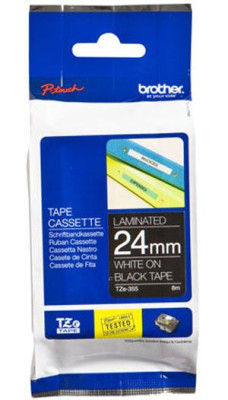 Brother черная плёнка для наклеек с белым шрифтом, 24 мм x 8 м