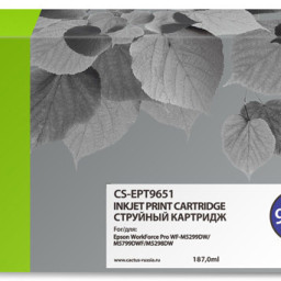 Картридж струйный Cactus CS-EPT9651 T9651 черный (187мл) для Epson WorkForce Pro WF-M5299DW/M5799DWF