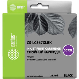 Картридж струйный Cactus CS-LC567XLBK черный (28.4мл) для Brother MFC-J2510