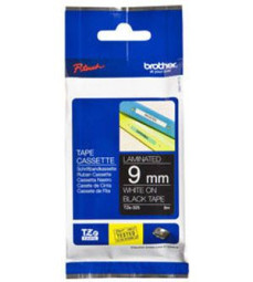 Brother черная плёнка для наклеек с белым шрифтом, 9 мм x 8 м