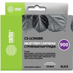 Картридж струйный Cactus CS-LC900BK черный (25.6мл) для Brother DCP-110/115/120/MFC-210/215/FAX-1840