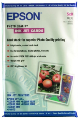 Бумага Epson Photo Quality Ink Jet Card, матовая, 13 x 20 см (127 x 203 мм), 185 г/кв.м (30 листов)