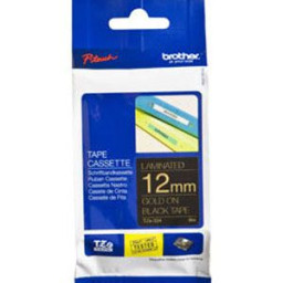 Brother черная плёнка для наклеек с золотистым шрифтом, 12 мм x 8 м