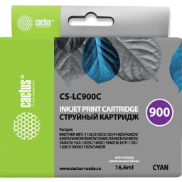 Картридж струйный Cactus CS-LC900C голубой (16.6мл) для Brother DCP-110/115/120/MFC-210/215/FAX-1840