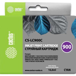 Картридж струйный Cactus CS-LC900C голубой (16.6мл) для Brother DCP-110/115/120/MFC-210/215/FAX-1840