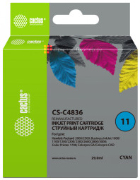 Картридж струйный Cactus CS-C4836 №11 голубой (29 мл) для HP BIJ 1000/1100/1200/2200/2300/2600/2800